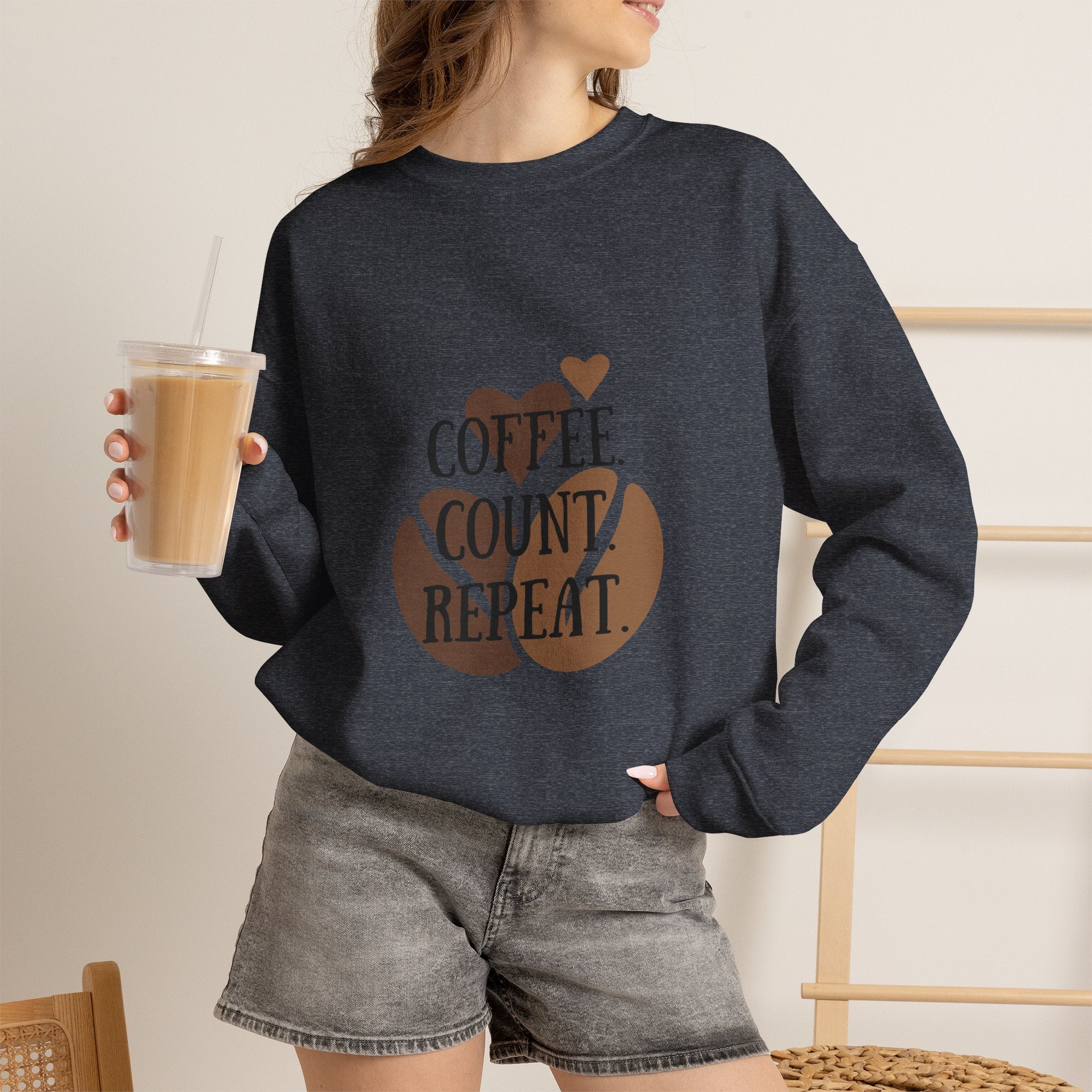 Coffee. Count. Repeat. Crewneck Sweatshirt