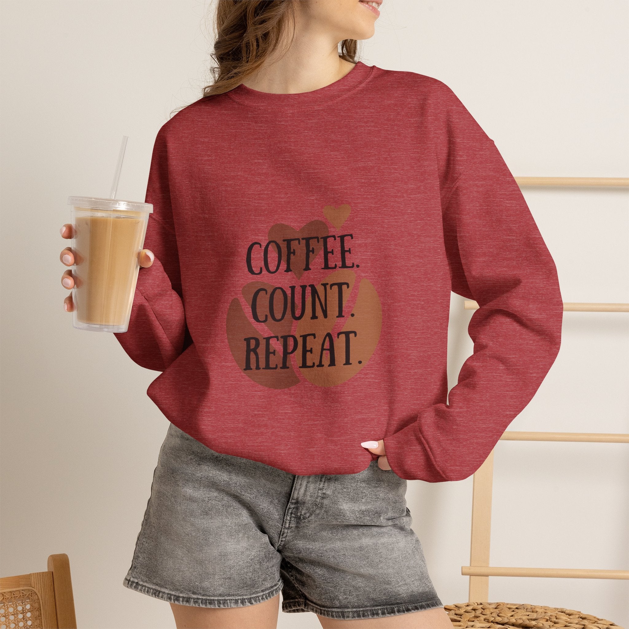 Coffee. Count. Repeat. Crewneck Sweatshirt